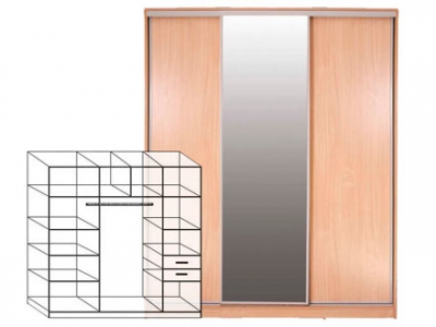 Шкаф-купе (SLIM) ШК 3/8я(sl)-1775х610х2100 (зеркало)